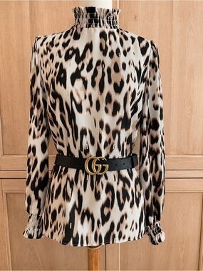 Worthington Petite Animal Print Blouse Size Petite Small NWT